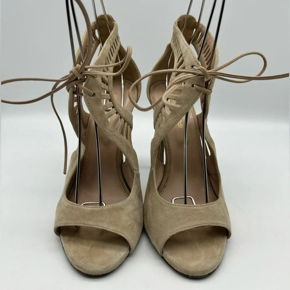Sergio Rossi Beige/nude colored strappy heels with Ladder Detail sz 37 - Picture 4 of 13